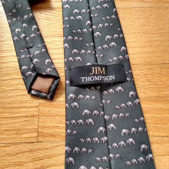 Vintage Elephant Neck Tie Jim Thompson Made in Thailand Necktie - Picture 8 of 11